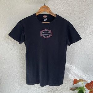 Harley Davidson Rhinestone Alaska pink and black Baby tee